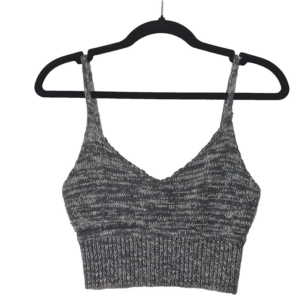 Abercrombie & Fitch Gray Crochet Knit Cropped Bralette Top Medium Lounge #926
